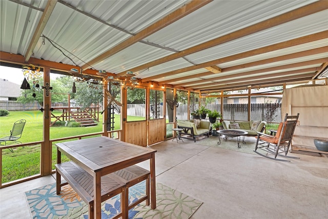 529 Cambridge Dr, Saginaw, TX 76179 - sunroom with an outdoor fire pit