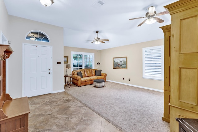 529 Cambridge Dr, Saginaw, TX 76179 - entrance foyer featuring light colored carpet and ceiling fan