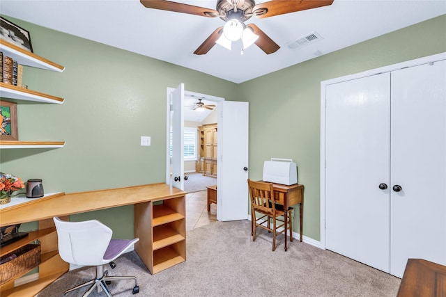 529 Cambridge Dr, Saginaw, TX 76179 - carpeted office with ceiling fan and baseboards