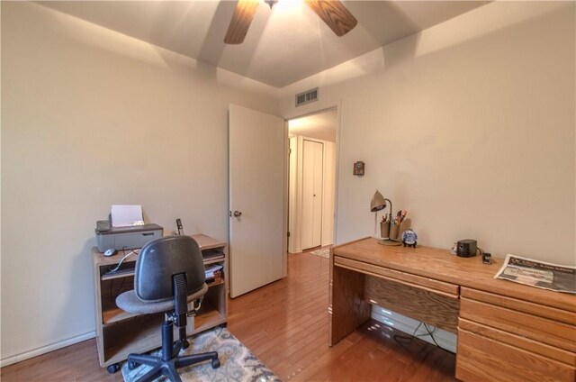1002 Hawthorne Dr, Allen, TX 75002 - office featuring wood finished floors and ceiling fan