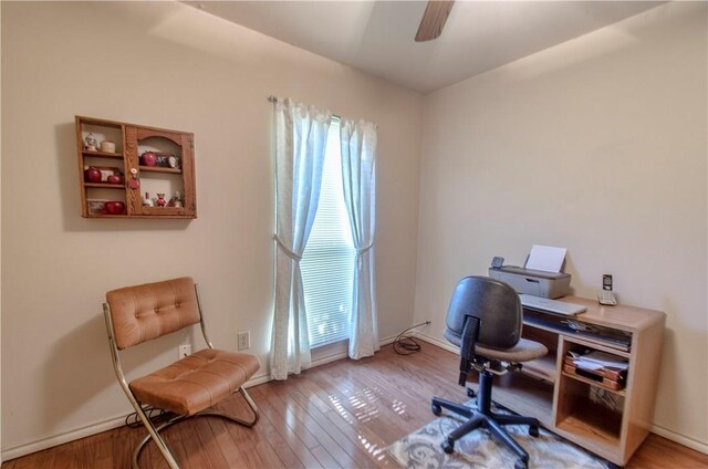 1002 Hawthorne Dr, Allen, TX 75002 - home office with healthy amount of natural light, wood finished floors, and ceiling fan