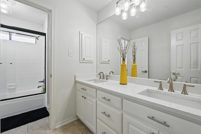4003 Tuscany Ln, Arlington, TX 76016 - bathroom featuring double vanity, shower / washtub combination, and tile patterned flooring