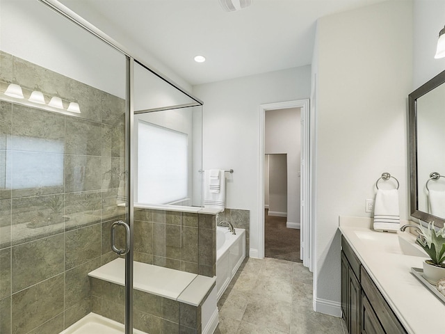 709 Providence, Wylie, TX 75098 - bathroom with a garden tub, a stall shower, and double vanity