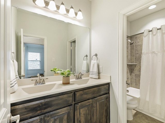 709 Providence, Wylie, TX 75098 - full bath with double vanity, shower / bathtub combination with curtain, and tile patterned flooring