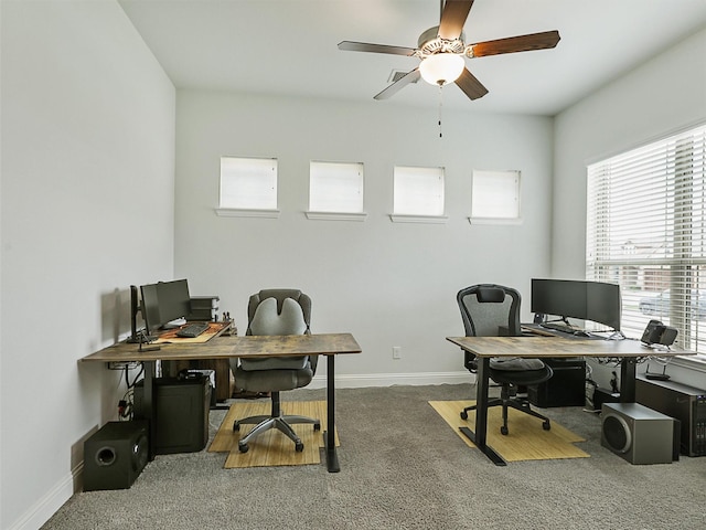 709 Providence, Wylie, TX 75098 - office featuring carpet, ceiling fan, and healthy amount of natural light