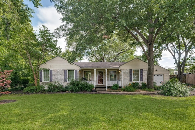 1312 Linden Ln, Garland, TX 75040 - ranch-style home featuring a porch and stone siding