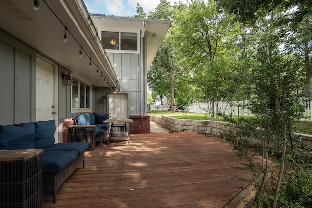1933 E Hickory Hill Rd, Argyle, TX 76226 - deck featuring outdoor lounge area and a fenced backyard