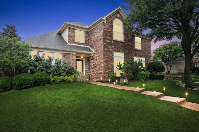 1608 Highland Oaks Dr, Keller, TX 76248 - traditional-style home featuring a front lawn, a shingled roof, and brick siding