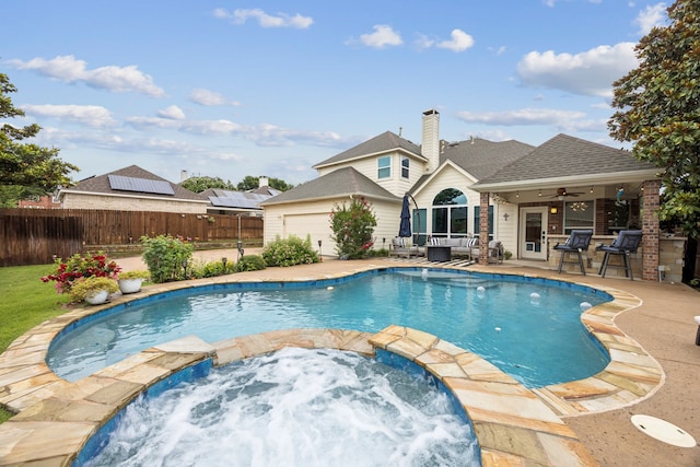 1608 Highland Oaks Dr, Keller, TX 76248 - view of swimming pool with a pool with connected hot tub, ceiling fan, and a patio area