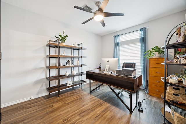 1608 Highland Oaks Dr, Keller, TX 76248 - office space with a ceiling fan and wood finished floors