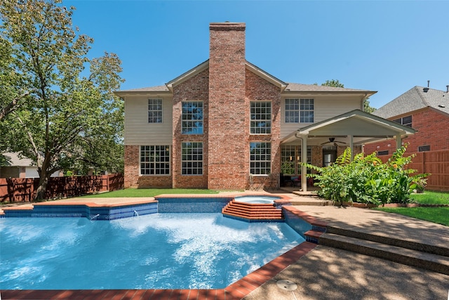 2525 Amber Ln, Flower Mound, TX 75028 - view of pool with a fenced backyard, an in-ground hot tub, a patio, and ceiling fan