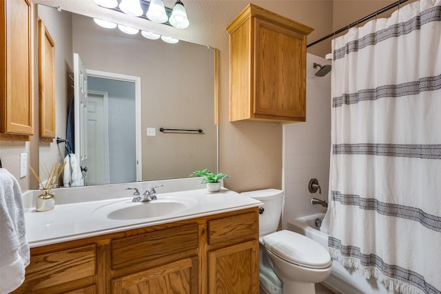 5628 Vineyard Ln, Mckinney, TX 75070 - bathroom with vanity, shower / bath combination with curtain, and a textured wall