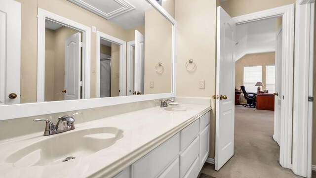 6740 Magnum Dr, Plano, TX 75024 - full bath featuring double vanity and vaulted ceiling