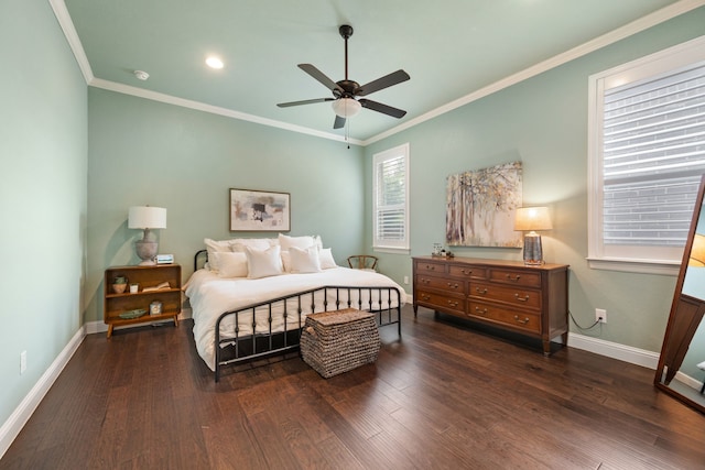 8240 Odell St, North Richland Hills, TX 76182 - bedroom with wood finished floors, crown molding, ceiling fan, and recessed lighting