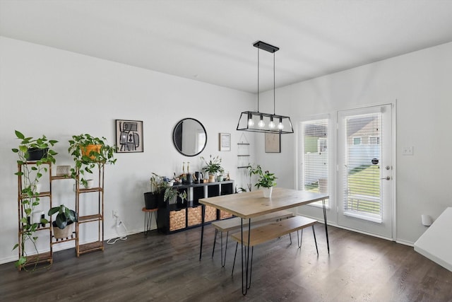 9009 Benevolent Ct, Providence Village, TX 76227 - dining space featuring dark wood-style flooring and baseboards