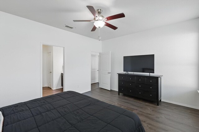 9009 Benevolent Ct, Providence Village, TX 76227 - bedroom featuring wood finished floors and a ceiling fan