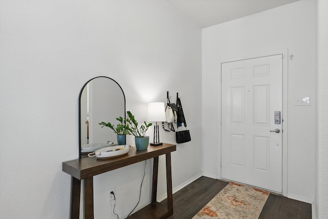 9009 Benevolent Ct, Providence Village, TX 76227 - entryway with dark wood-style flooring