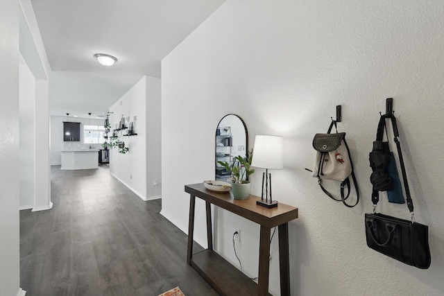 9009 Benevolent Ct, Providence Village, TX 76227 - hall featuring dark wood finished floors and baseboards