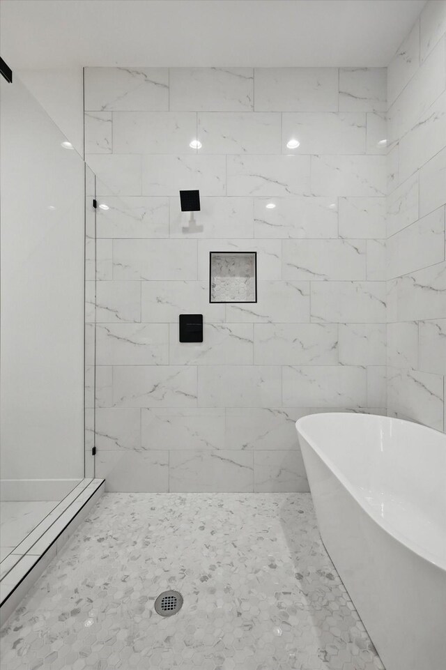 4208 Live Oak St Unit 102, Dallas, TX 75204 - full bath with a freestanding bath and tiled shower