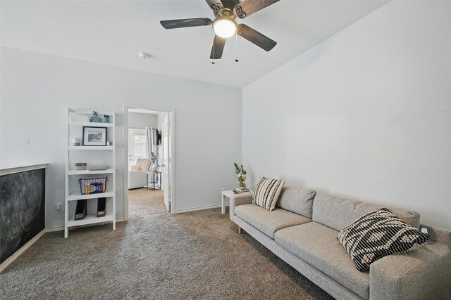 1828 Brown Thrasher Blvd, Savannah, TX 76227 - carpeted living room featuring a ceiling fan and baseboards
