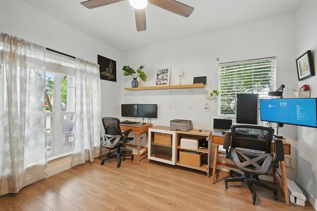 1828 Brown Thrasher Blvd, Savannah, TX 76227 - home office featuring wood finished floors, plenty of natural light, and ceiling fan