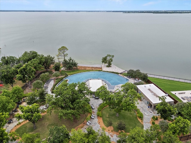 8417 Wembley, The Colony, TX 75056 - aerial overview of property's location featuring a large body of water and a pool