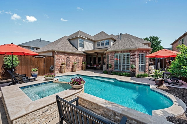 4896 Corinthian Bay Dr, Frisco, TX 75034 - view of swimming pool featuring a patio area and a pool with connected hot tub