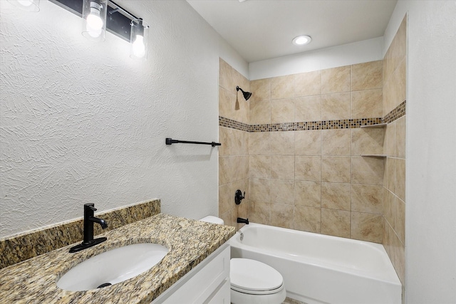 3620 Stadium Dr, Fort Worth, TX 76109 - bathroom with vanity, bathing tub / shower combination, and a textured wall