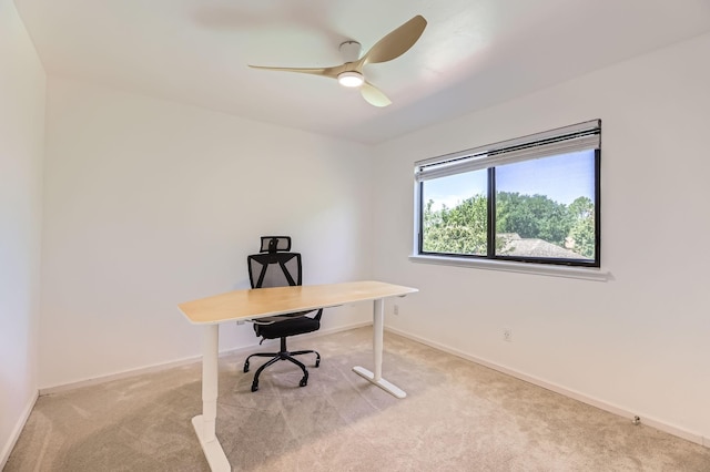 2202 Southern Ct, Carrollton, TX 75006 - carpeted home office with baseboards and a ceiling fan