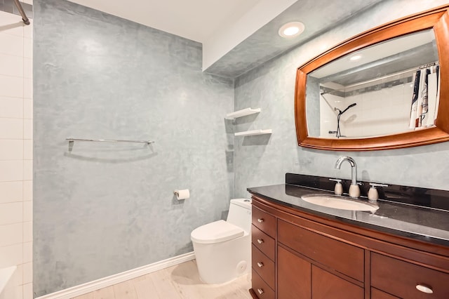 2202 Southern Ct, Carrollton, TX 75006 - bathroom with vanity, a shower with curtain, and recessed lighting