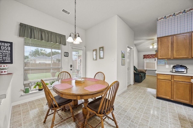 2918 Beau Dr, Mesquite, TX 75181 - dining area featuring a ceiling fan and a chandelier