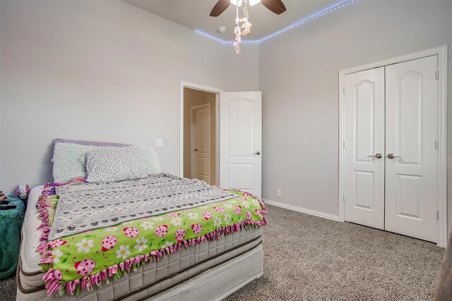 433 Joseph Ln, Crowley, TX 76036 - carpeted bedroom with a closet and ceiling fan