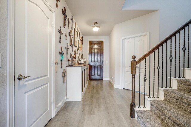 433 Joseph Ln, Crowley, TX 76036 - entryway featuring light wood-style floors and stairway