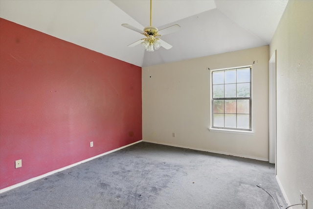 220 Brook Cir, Krum, TX 76249 - unfurnished room featuring carpet floors, ceiling fan, and lofted ceiling