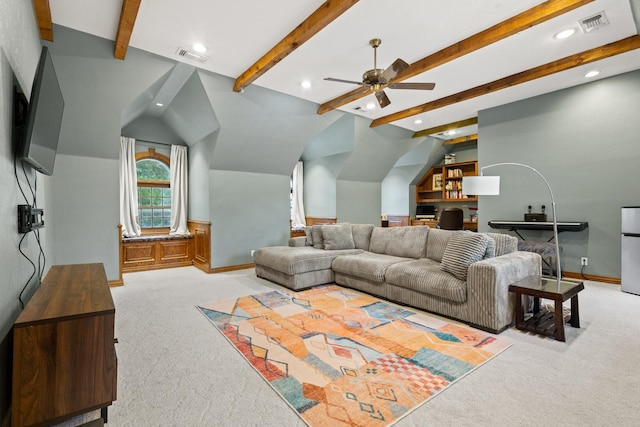 425 W Belden St, Sherman, TX 75092 - living area with light carpet, recessed lighting, and ceiling fan