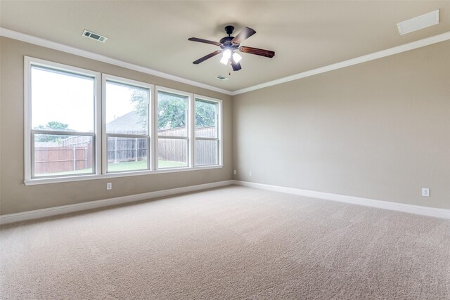 302 Shire Ln, Celina, TX 75009 - unfurnished room with light carpet, ornamental molding, and ceiling fan