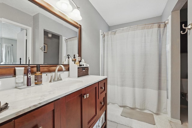 4109 Malone Ave, The Colony, TX 75056 - full bath featuring vanity, a shower with shower curtain, and tile patterned flooring
