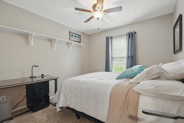 4109 Malone Ave, The Colony, TX 75056 - carpeted bedroom with a textured ceiling and ceiling fan