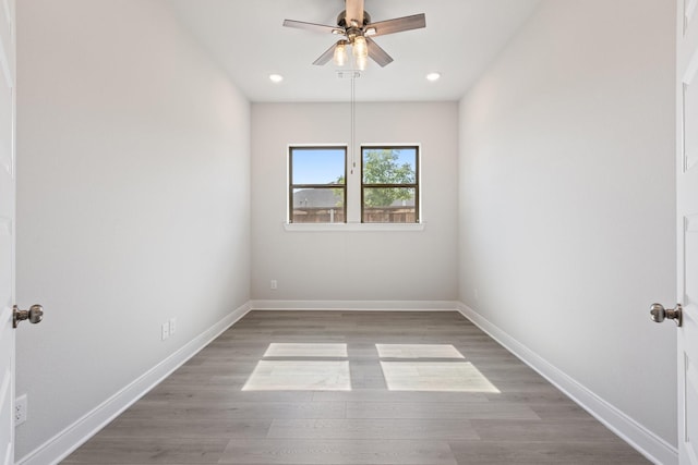 2160 Clear Water Way, Royse City, TX 75189 - spare room with light wood-type flooring, a ceiling fan, and recessed lighting