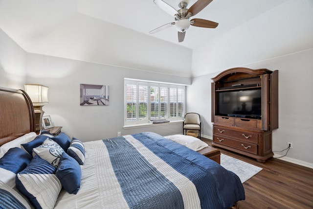 418 Long Cove Ct, Allen, TX 75002 - bedroom featuring vaulted ceiling, wood finished floors, and ceiling fan