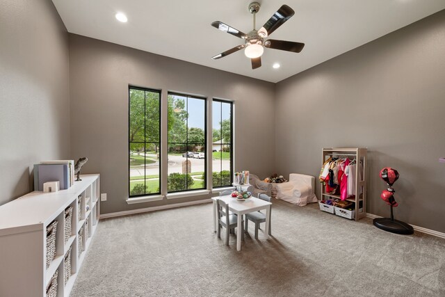 801 Cliffmoor Dr, Keller, TX 76248 - game room with carpet, ceiling fan, and recessed lighting