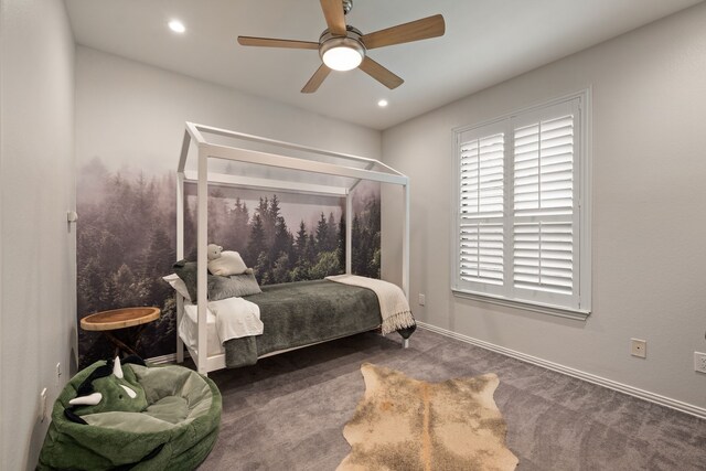 801 Cliffmoor Dr, Keller, TX 76248 - carpeted bedroom featuring a ceiling fan and recessed lighting