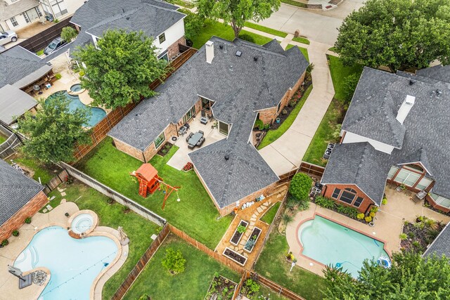 801 Cliffmoor Dr, Keller, TX 76248 - aerial perspective of suburban area featuring a pool area