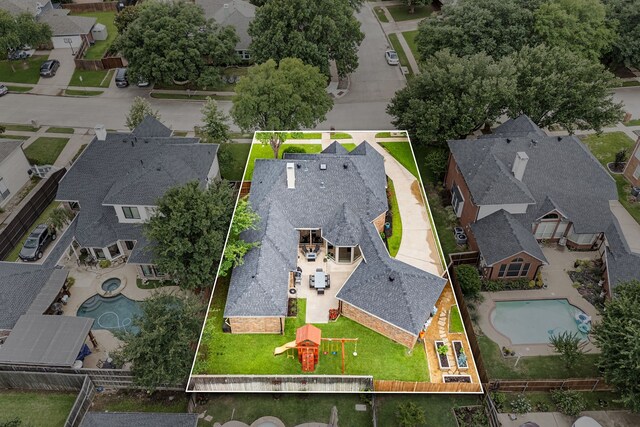801 Cliffmoor Dr, Keller, TX 76248 - aerial perspective of suburban area with property parcel outlined