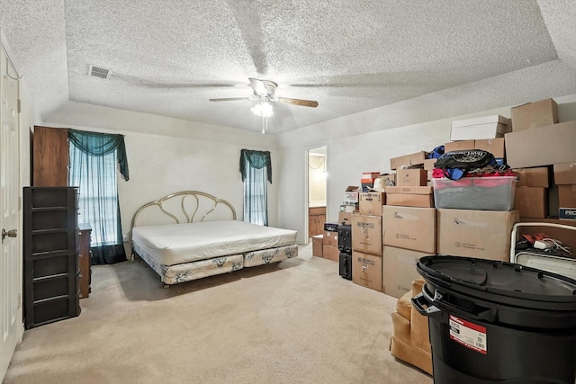 1419 Juniper Ln, Lewisville, TX 75077 - bedroom with a textured ceiling, carpet flooring, and a ceiling fan