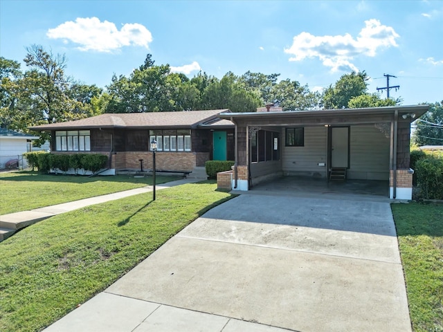 4608 Winthrop Ave E, Fort Worth, TX 76116 - single story home featuring driveway, brick siding, a front yard, entry steps, and a carport