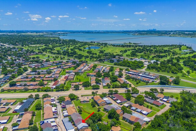 22 W Townhouse Ln Unit 34, Grand Prairie, TX 75052 - aerial overview of property's location with a large body of water and nearby suburban area