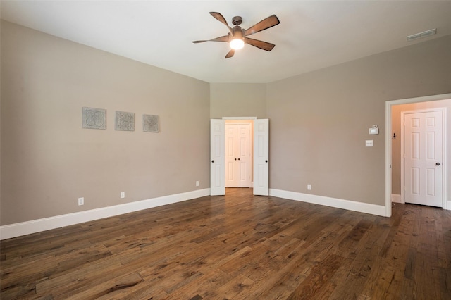 2413 Bachman Dr, Flower Mound, TX 75028 - spare room featuring a ceiling fan and dark wood-style flooring