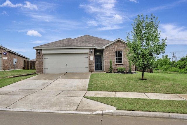 5921 Obsidian Creek Dr, Fort Worth, TX 76179 - ranch-style house featuring brick siding, an attached garage, concrete driveway, and a front yard