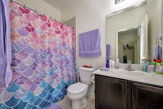 5921 Obsidian Creek Dr, Fort Worth, TX 76179 - full bath with vanity, tile patterned floors, and curtained shower